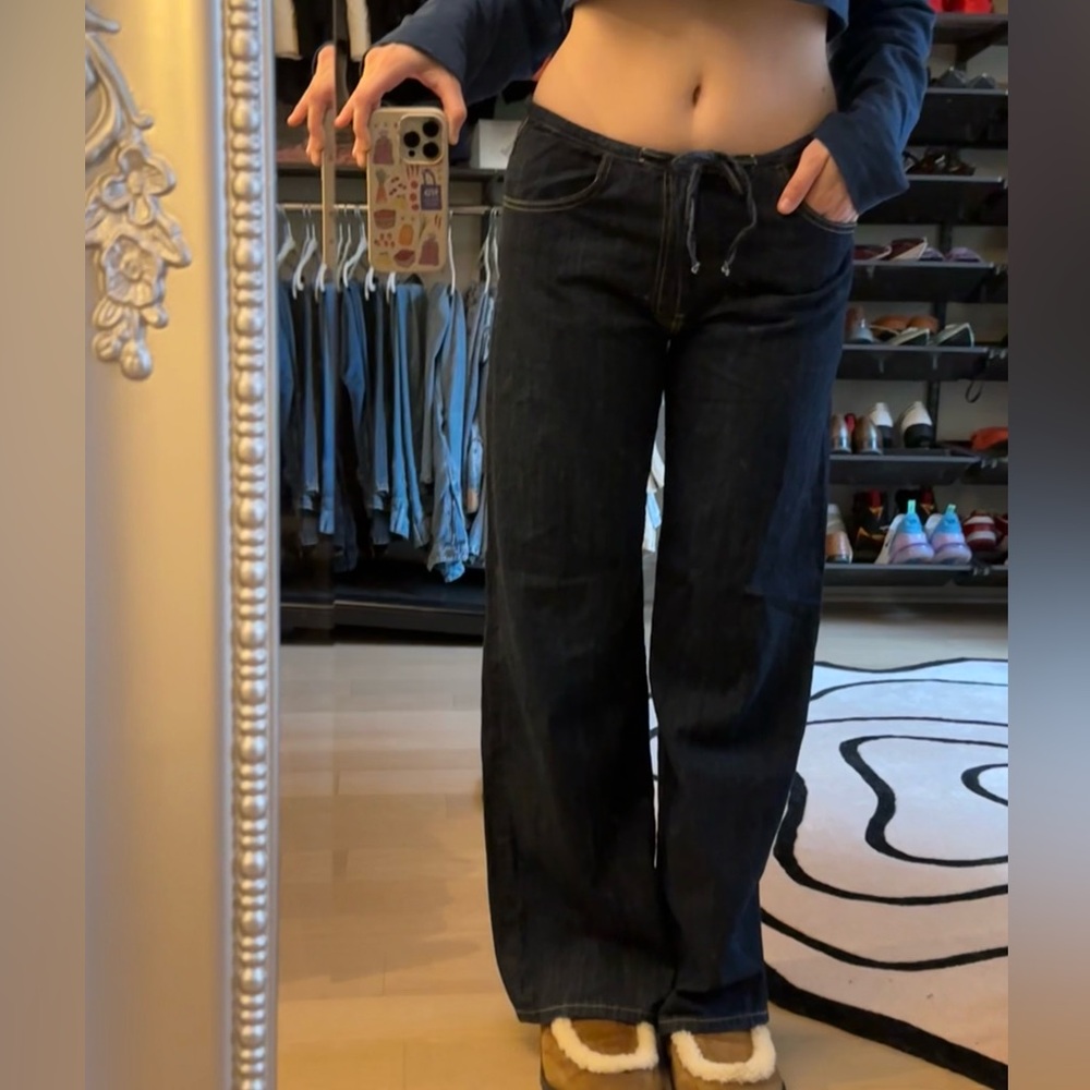 Zara Tie Front Low Waisted Jeans